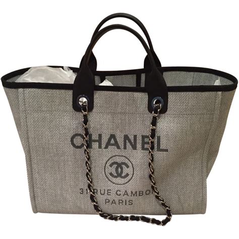 chanel grey tote bag|More.